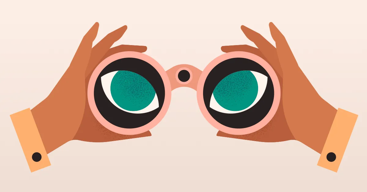 Intentional Observation – illustration of hands holding binoculars